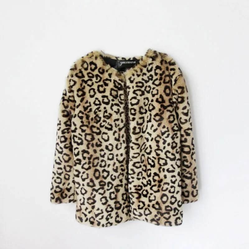 Furry Teenage winter coats Children Leopard faux fur coat Jacket Baby Girl Outerwear Infant Clothing Warm Jackets F76 | Детская одежда