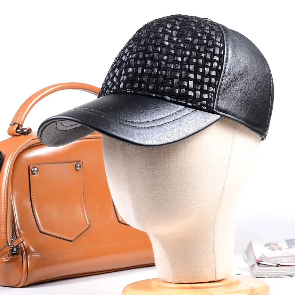 Мужские и женские регулируемые военные бейсболки из натуральной кожи темно