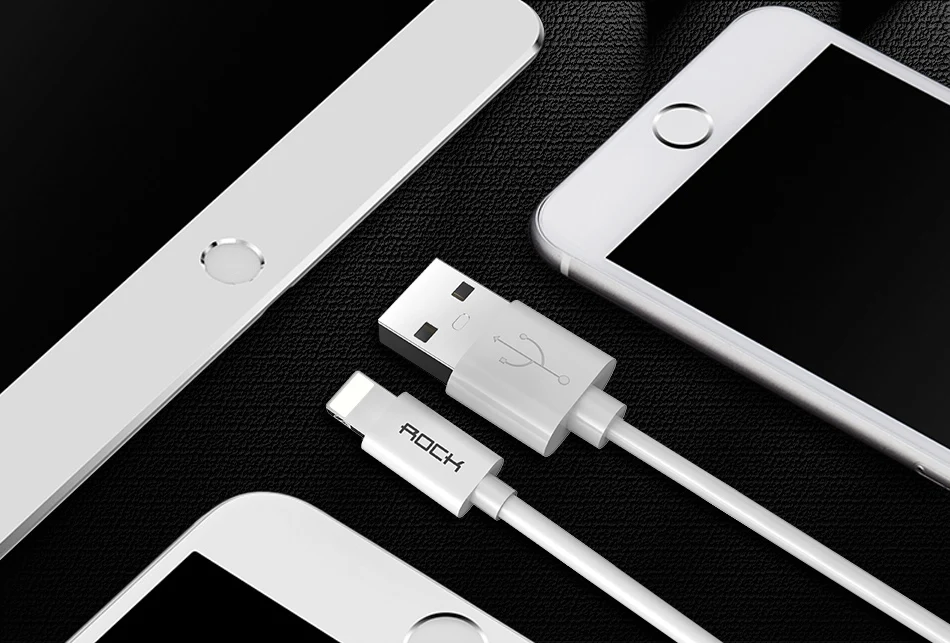 USB кабель ROCK для iphone X, 8, 7 Plus, кабель для синхронизации данных, USB кабель для зарядки iphone 6, 6 S Plus, 5S, 2,4 А, кабель для быстрой зарядки
