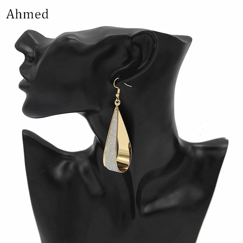 Ahmed винтажные большие матовые капли воды кулон массивные серьги для женщин Мода