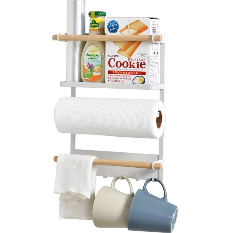 Magnetic creative refrigerator rack side wall spatula kitchen storage shelf Tissue paper Holders Free of nail | Дом и сад