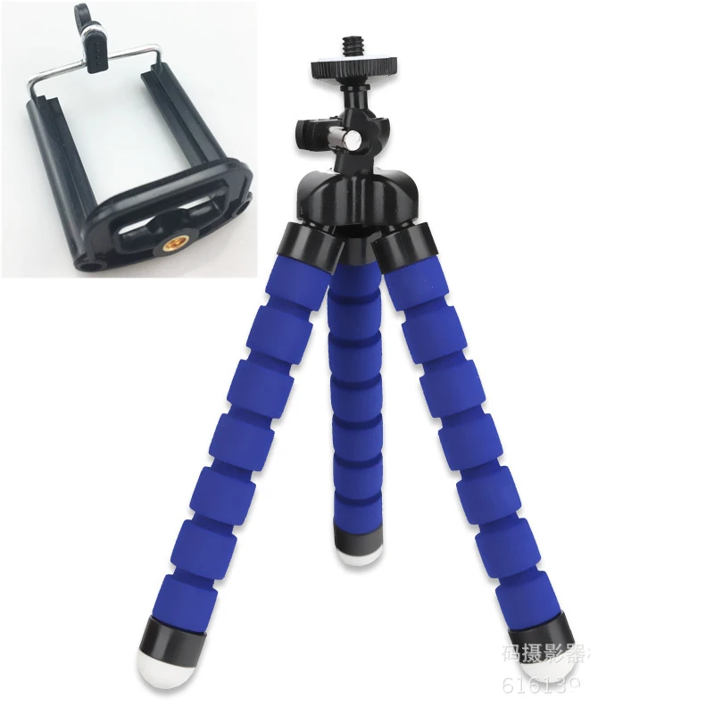 blue and clip Штатив для телефона гибкий губчатый Осьминог Мини штатив для IPhone Мини камера штатив держатель телефона клип стенд - Цвет: blue and clip