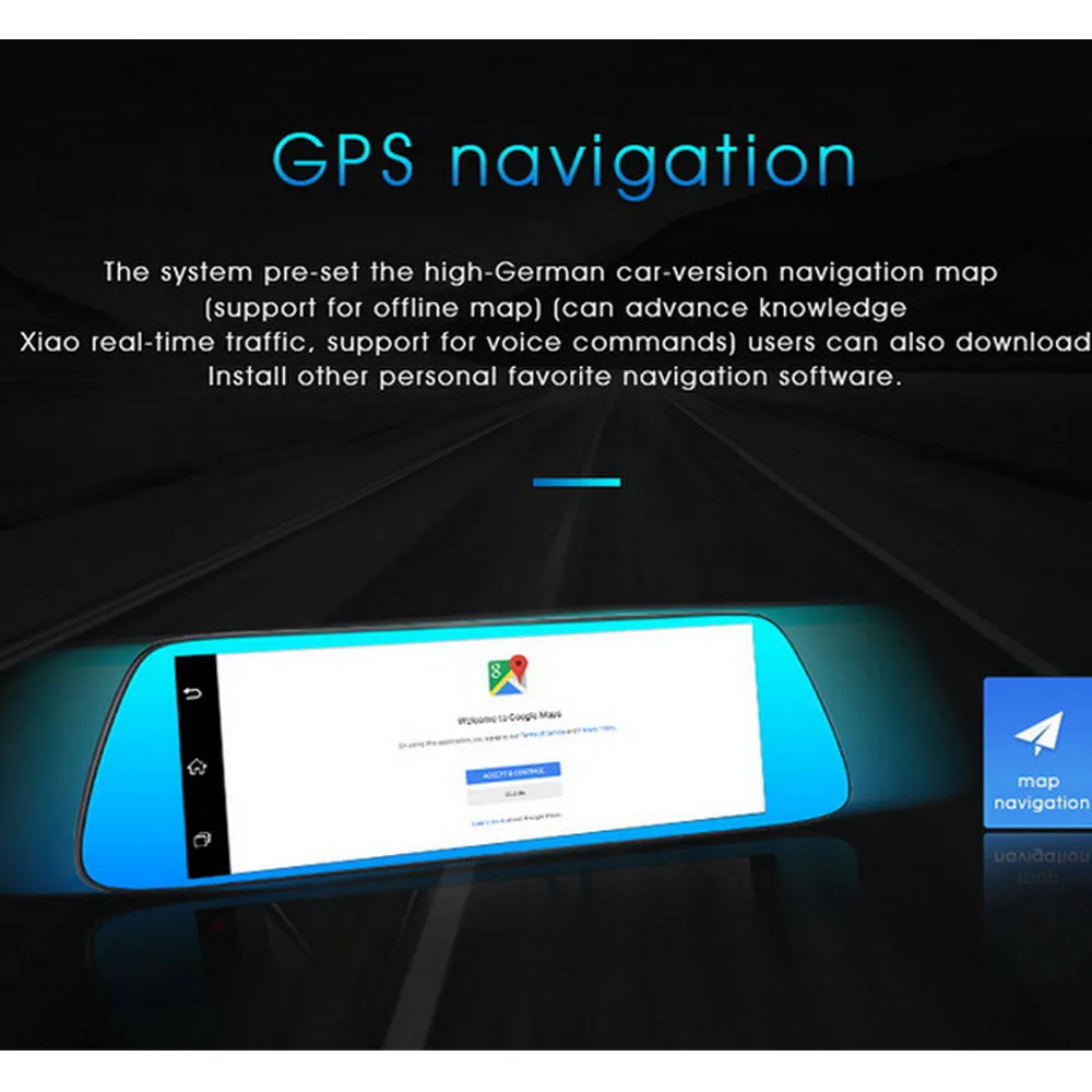 7 &quotс двумя объективами Зеркало заднего вида Android 5.0 Видеорегистраторы для