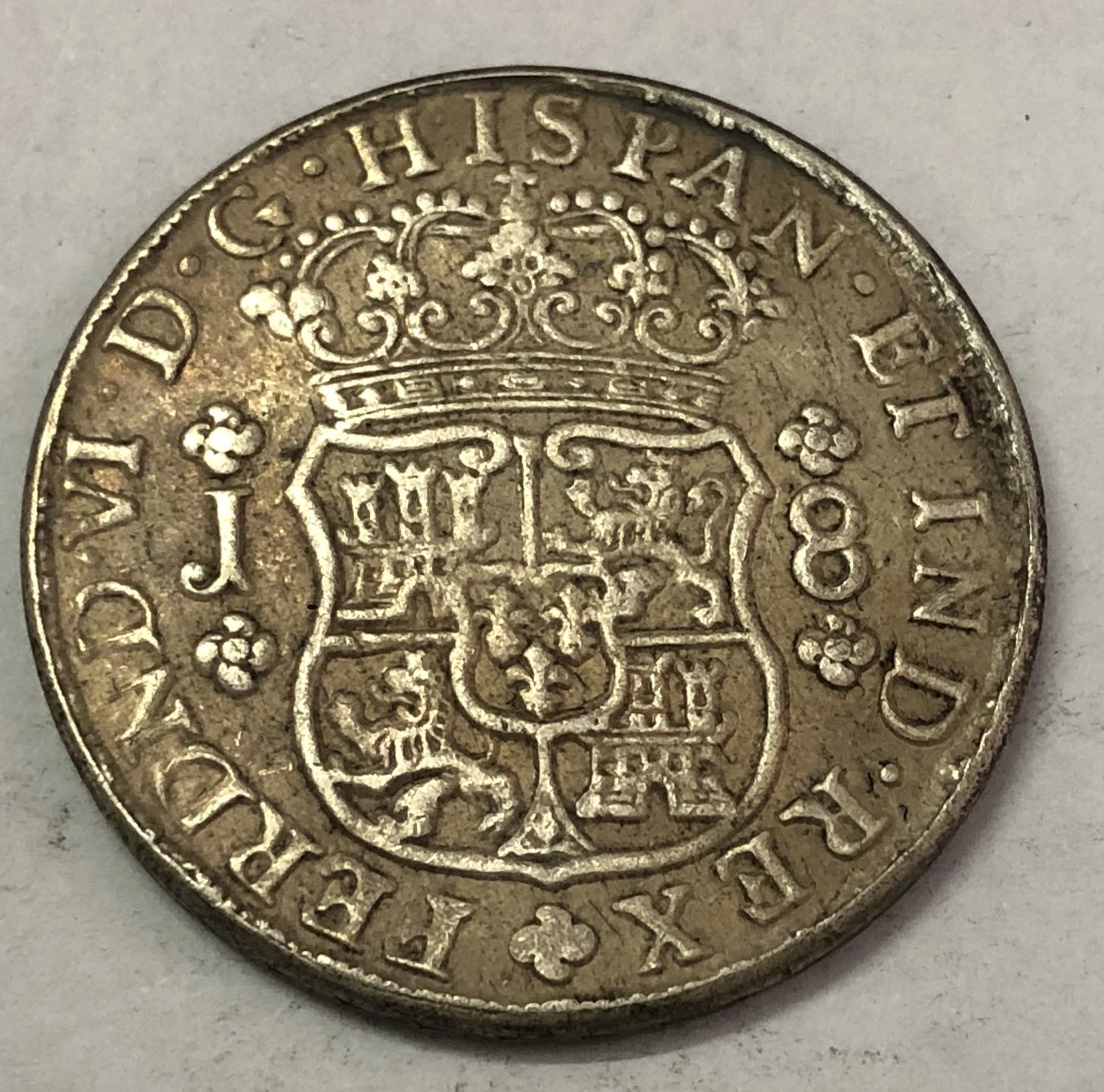 1756 г. копия испанского столбкового доллара с посеребренным покрытием 8.J | Дом и