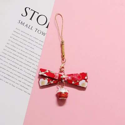 Счастливая Omamori neko Фортуна сладкий Сакура «рюмочка», с бантиком, с наилучшими пожеланиями, кулон благословения, кольцо для ключей, держатель для J01 - Цвет: 1