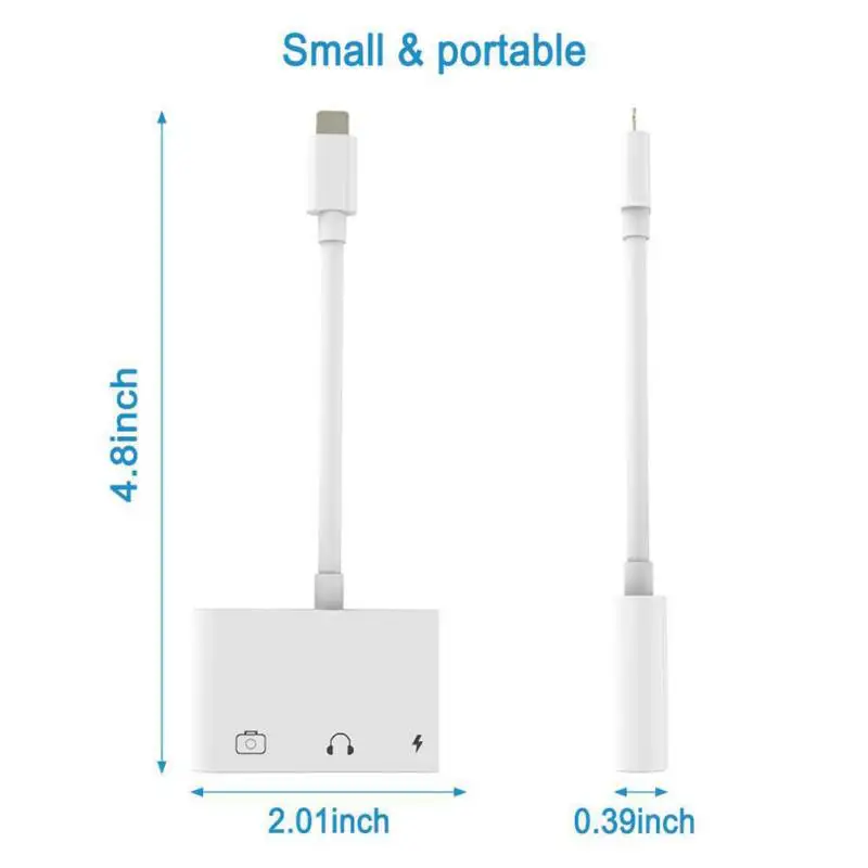 3 в 1 аудио конвертер для камеры iPhone 3-портовый разъем и воспроизведение USB зарядка
