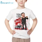 Детская футболка с принтом Ходячие мертвецы, детские летние белые топы с коротким рукавом, повседневная забавная футболка для мальчиков и девочек, HKP5160