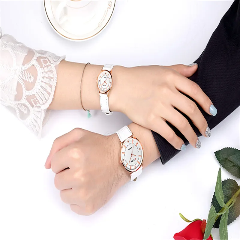 

Luxury O.T.SEA Brand Pair Leather Watches Men Women Lovers Fashion Crystal Dress Quartz Wristwatches 6688-6