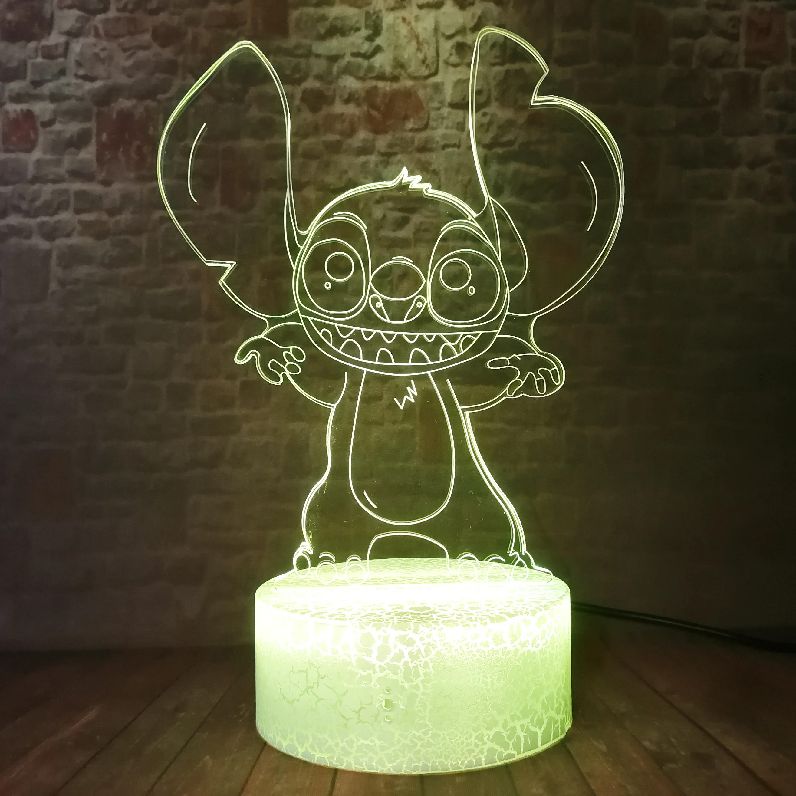 Стежка мультфильм 3D лампа спальня ночник акриловая панель USB кабель 7 цветов Изменение трещин база для детей мальчиков рождественские подарки