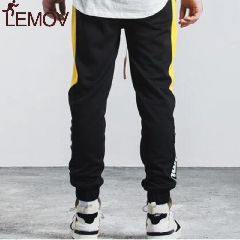Мужские брюки LEMOV длинные винтажные спортивные штаны в полоску с принтом по бокам