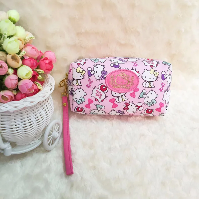 C Милый мультяшный кошелек hello kitty, косметичка hello kitty, сумочка для путешествий, удобная сумка на запястье для девочек, косметичка, красивый плюшевый рюкзак - Цвет: C