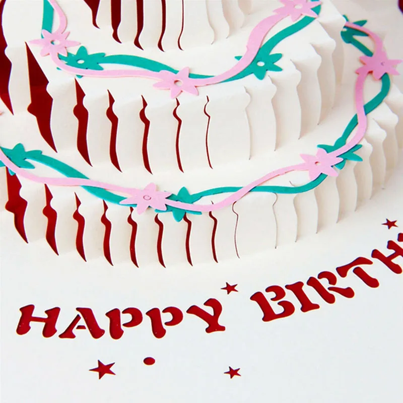 3-уровневый торт на день рождения 3D Поп-ап с Киригами ручной работы карты хорошее