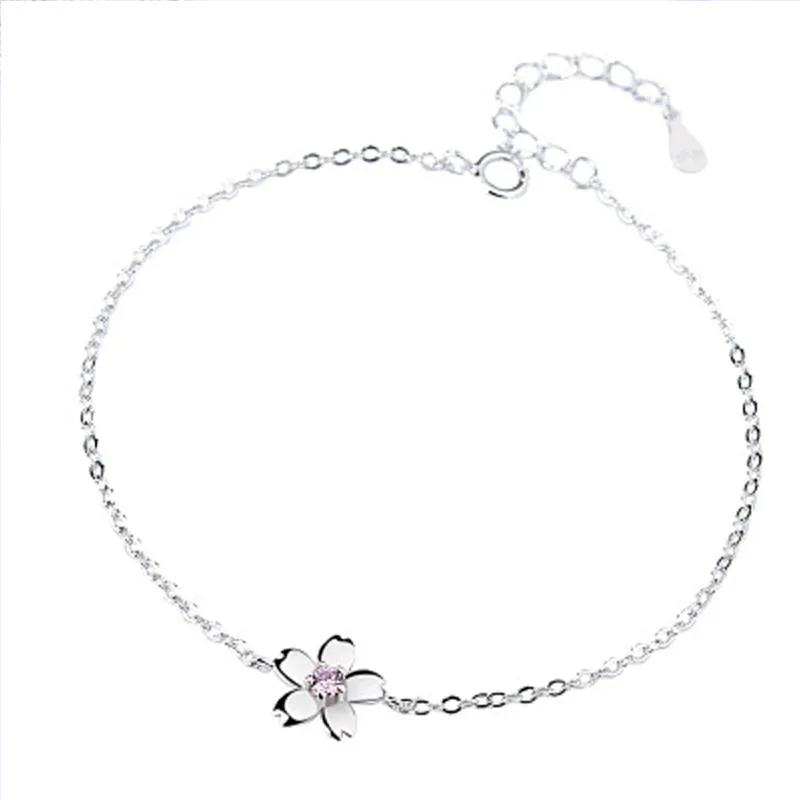 100% Genuine Real Pure Solid 925 Sterling Silver Bracelet Bangle for Women Jewelry Flower Female Hand Wristband Bracelets | Украшения и