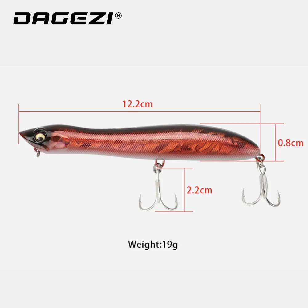 DAGEZI плавающий Поппер рыболовную приманку для морской рыбалки 12,2 см/19g 6 шт./лот гольян приманки с VMC качество крючок рыболовные снасти