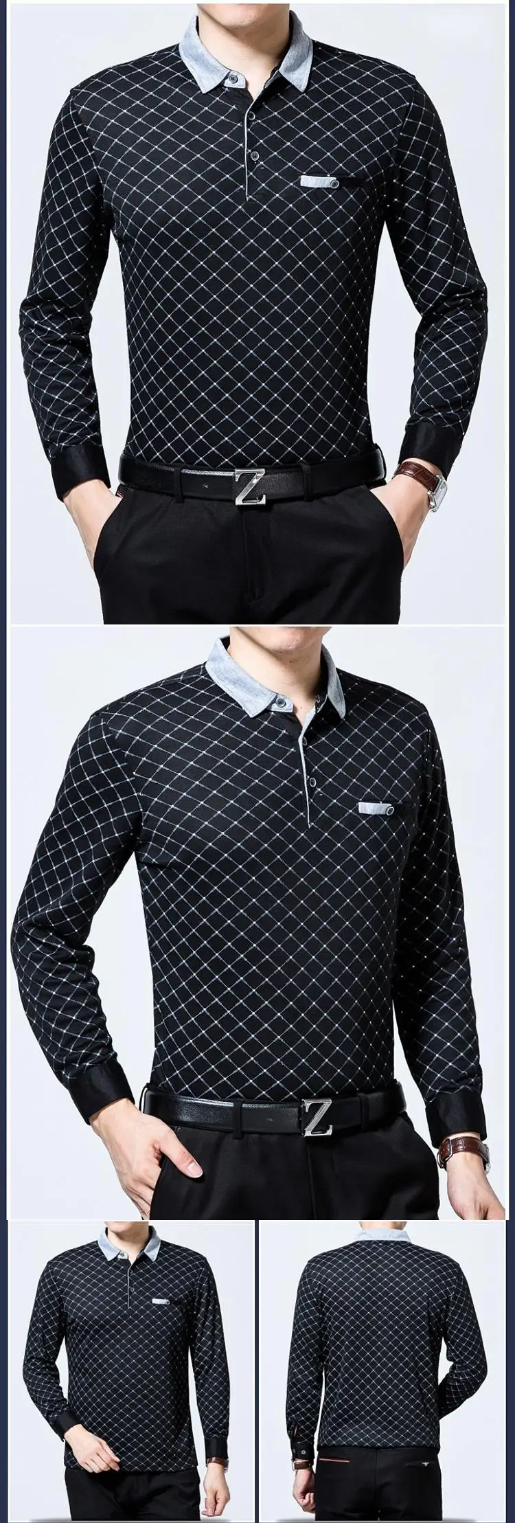 Бренд с длинным рукавом Фитнес рубашка поло для мужчин camisa masculino повседневные рубашки поло с Аргайлом мужские рубашки с полоской одежда Джерси 9360