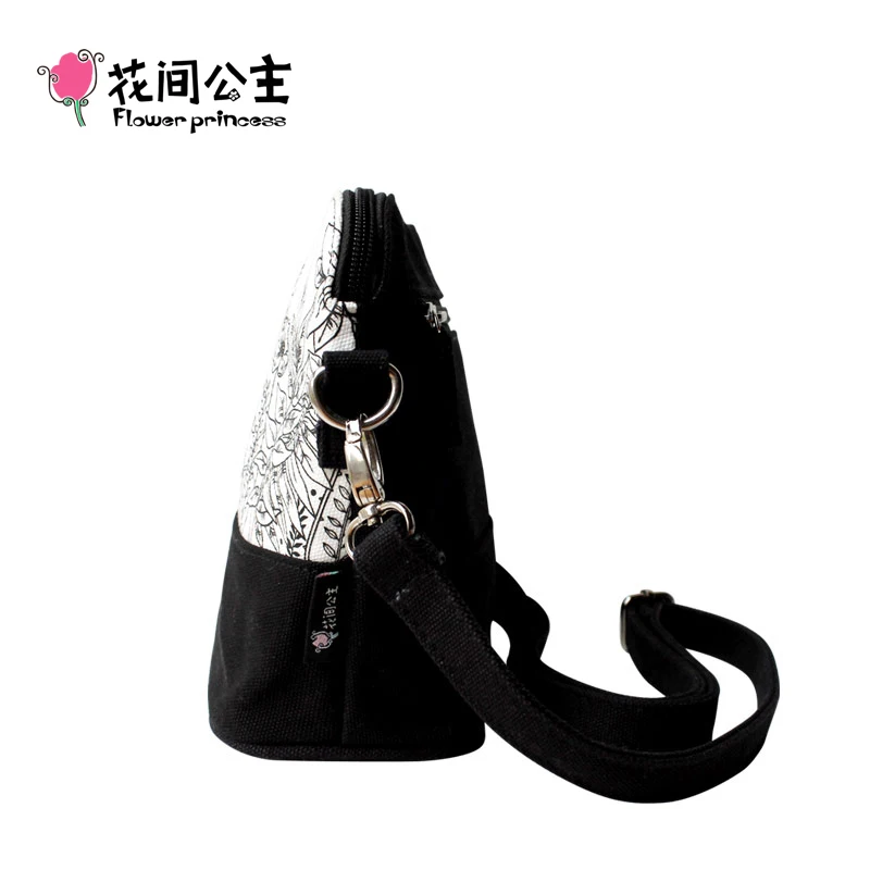 Брендовая холщовая женская сумка с цветочным принтом белые сумки-мессенджеры на