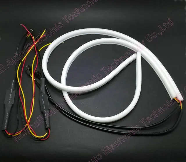 1 pair 60CM LED Flexible DRL Strip Daytime Running Lights With Turn Signal Tube Light White Yellow Switchback light | Автомобили и