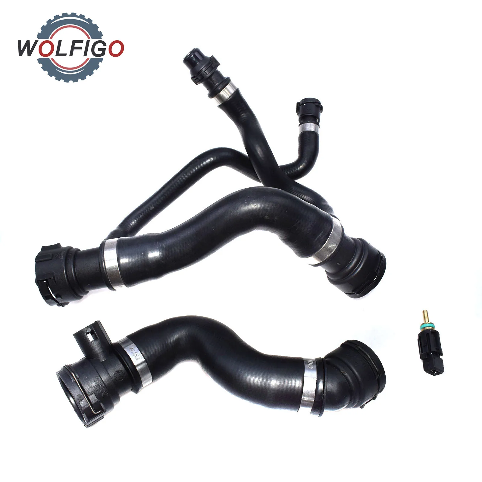 WOLFIGO Набор Радиатор охлаждения верхний и нижний шланг датчик для BMW E60 E61 525i 530i 525Xi
