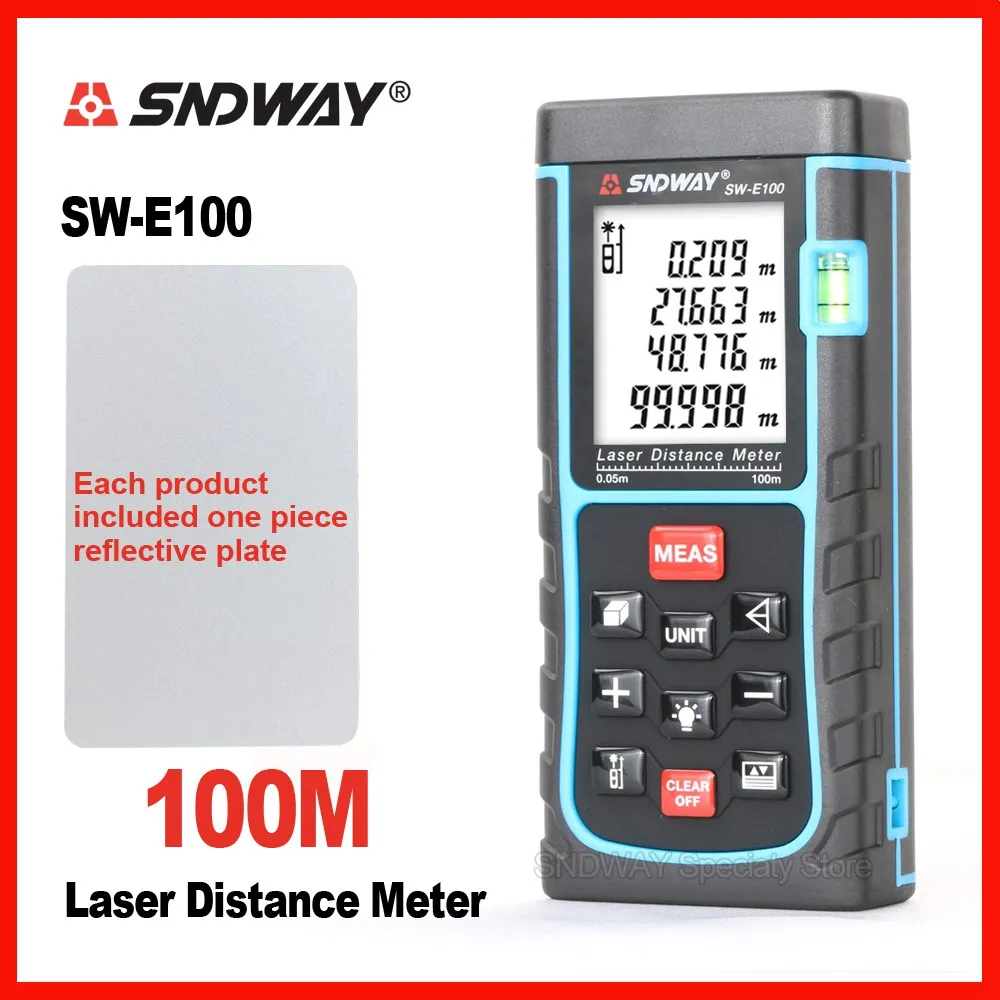 100M SNDWAY ручной лазерный дальномер SW-E40m 50 м 60 м 70 м 80 м 100 М лента Trena линейка тестер Ручной инструмент - Цвет: 100M