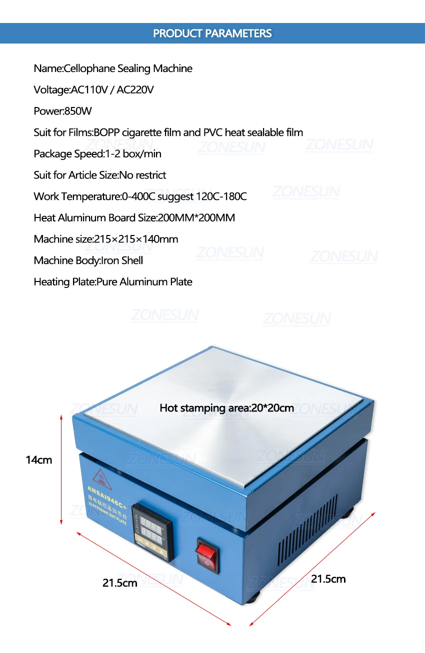 ZONESUN 850 Вт машина для ремонта телефона сигарета духи игральные карты покер Comestics БОПП пленка упаковочная машина запайки