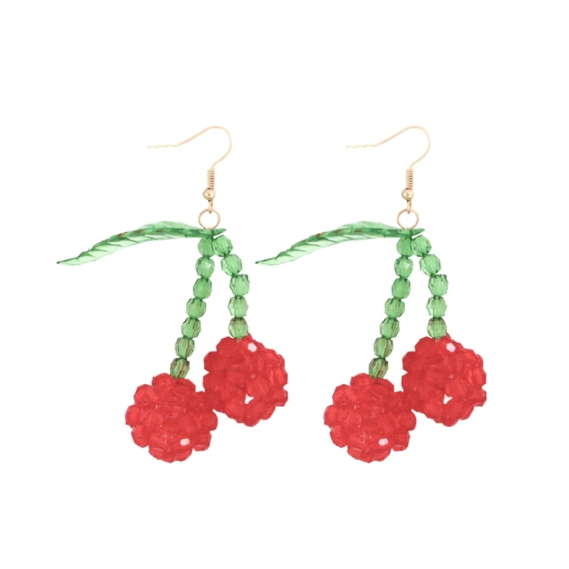 Lalynnlys Cute Cherry Watermelon Pineapple Drop Earrings New Fashion Rhinestone Fruit Dangle Earrings Ear Accessories Hot E60491 - Окраска металла: 5
