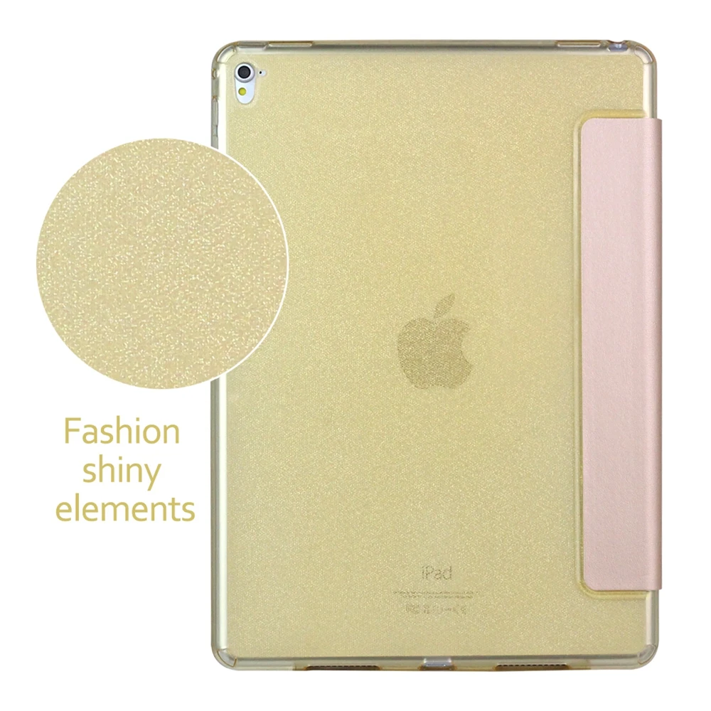Для iPad Pro 9 7 чехол 2016 ультратонкий из искусственной кожи + [Блестящий силиконовый]