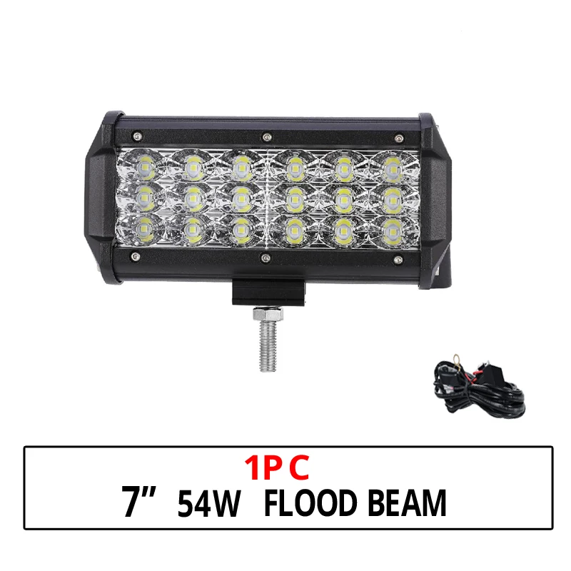 7inch 54w flood beam Partol 4 7 12 20 22 21 23; большие размеры 34-42 50 дюймов светодиодный светильник бар для Turcks 3-рядная прямые изогнутые светодиодный бар 12v 24v 6000K для внедорожник ATV - Цвет: 7inch 54w flood beam