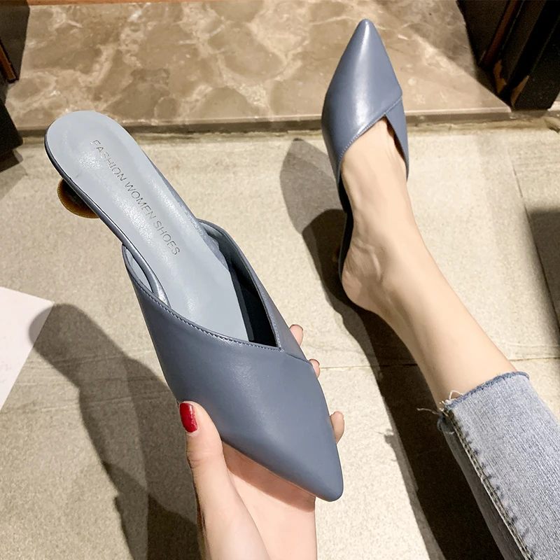 

Shoes Pointed Toe Slides Women's Slippers 2019 Loafers Med Fenty Beauty Sliders New Summer Luxury Cover Rome Rubber Fashion