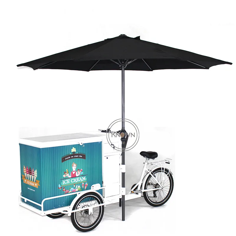 

2021 Mobile Food Cart Adule Cargo Bike Tricycle Streer Fast Food Coffee Vending Cart