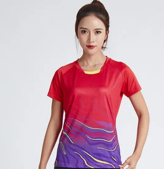 F-02 Shirt Новые женские теннисные футболки, Женский Быстросохнущий комплект для бадминтона, спортивная одежда для девочек, желтая футболка для игры в теннис, футболка для бега - Цвет: F-02 Shirt