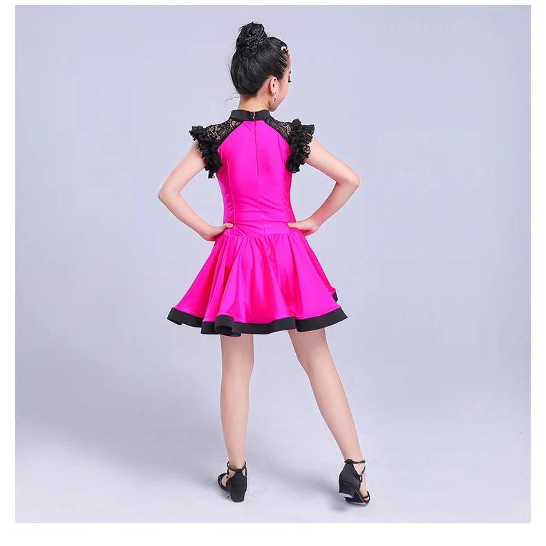 

2018 Girl Latin Sleeveless lace Dance Skirt Children Competition Fashions Teenager Girls Costumes Presentation Garment