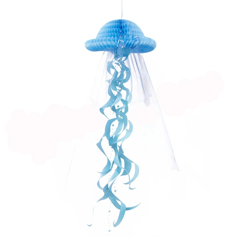 blue Jellyfish 1pc Детская вечеринка на день рождения, украшение «сделай сам», морская тема, Русалка, тянущийся флаг, медузы, тянущиеся цветы, вечерние украшения для душа ребенка - Цвет: blue Jellyfish 1pc
