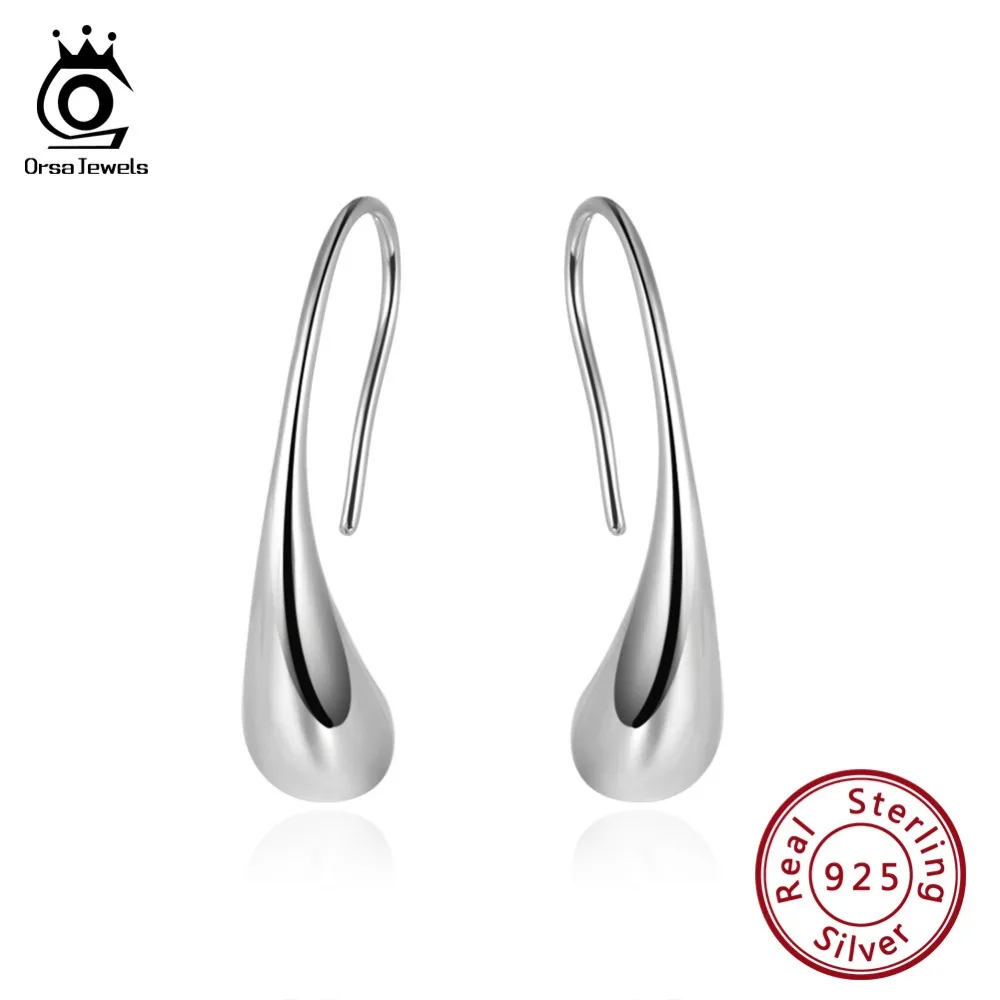 ORSA JEWELS Аутентичные 925 женские серьги-капли из стерлингового серебра высшего качества простые женские серьги Модные ювелирные изделия SE144