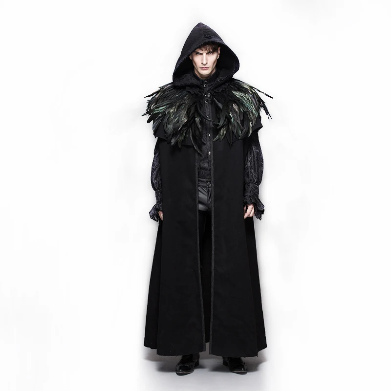 Black-Unisex Готический зимний женский длинный плащ из искусственного меха, черный и красный цвета, теплое пальто с капюшоном в стиле панк, Женское пальто с длинным рукавом, открытый шов, свободный размер - Цвет: Black-Unisex