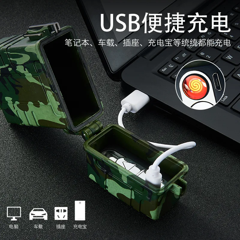 USB Электронные Водонепроницаемые зажигалки Беспламенное ветрозащитное