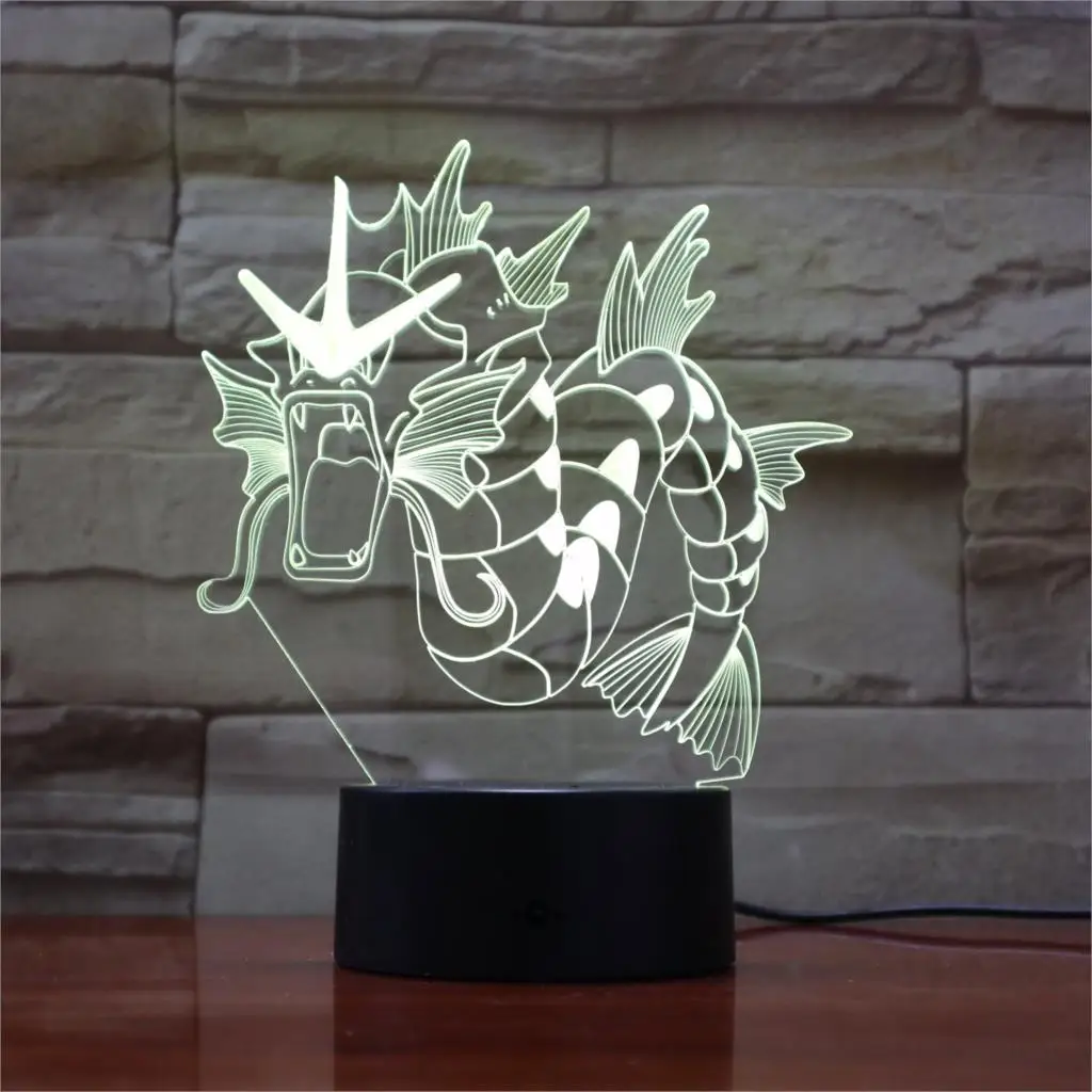 3D лампа Pokemon Gyarados 7 цветов Светодиодные ночные лампы для детей сенсорные