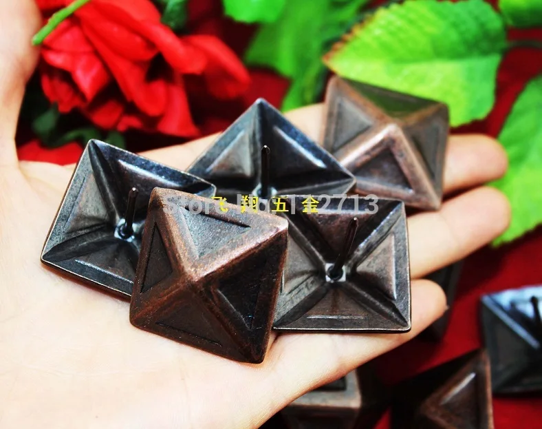 30MM red bronze Quartet Nails triangle doornail retro decor metal nail decorative for furniture |