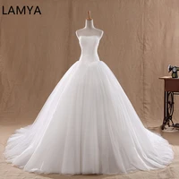 lamya court train wedding dress 2022 cheap celebrity strapless vintage tulle bridal ball gown organza lace bridal dresses