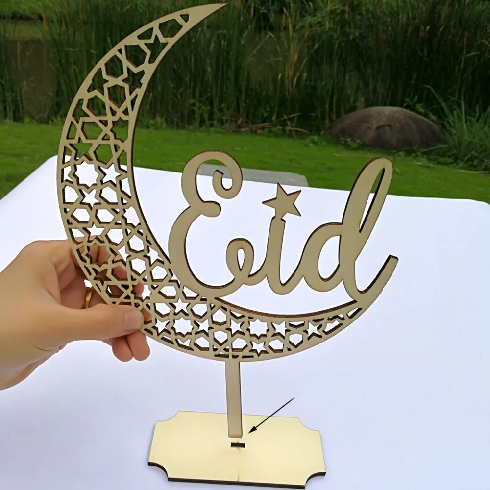 Деревянные украшения мусульманский ИД Мубарак статуэтки счастливый украшение