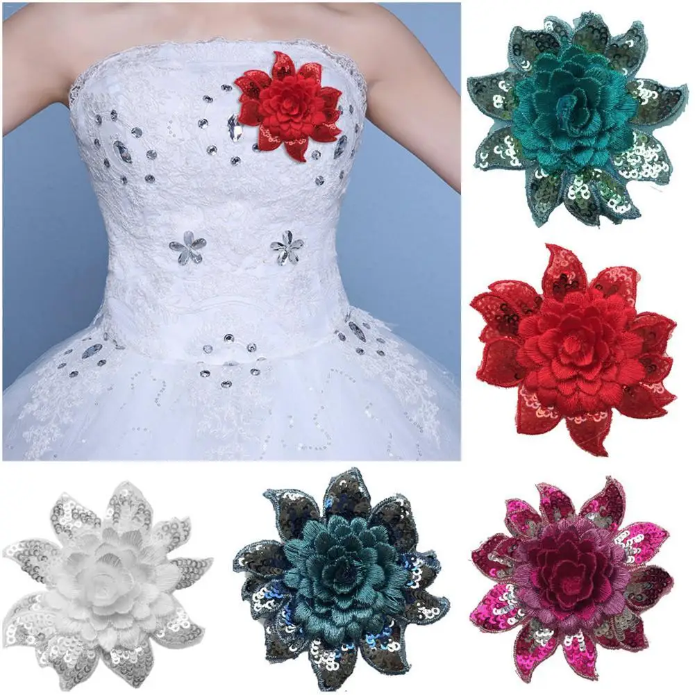1PC Embroidered Flower Shape Changing Sequins Patch Sewing Clothes DIY Applique Clothing Jeans Craft Drop Shipping | Дом и сад