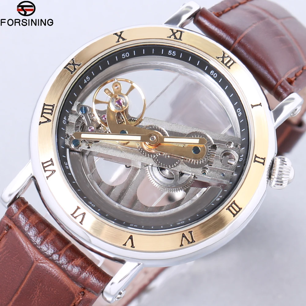 

brand FORSINING Skeleton Tourbillon automatic Mechanical Watch Men's luxury business men Wristwatch self wind Relogio Masculino