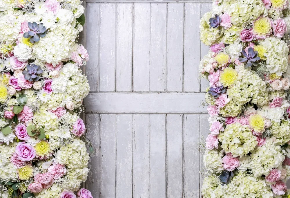 

Wood Romantic Flower Wedding Photo Background Photography Backdrop Quality Vinyl