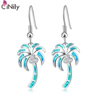 cinily created silver plated blue fire opal cubic zirconia wholesale hot sell for women jewelry dangle earrings 1 38 oh2812