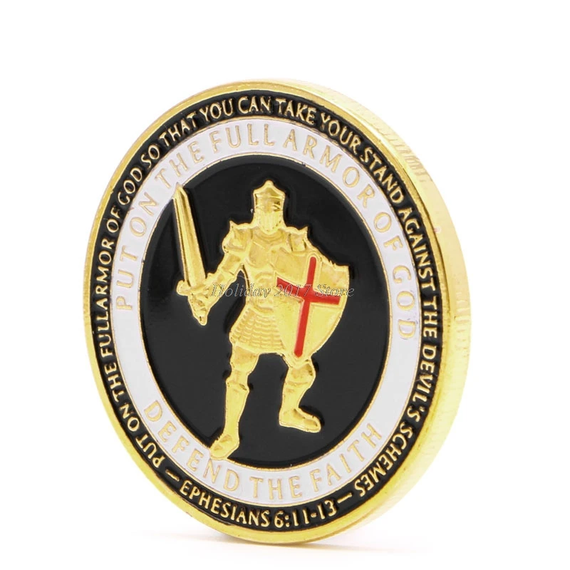 2017 позолоченный Наденьте полную броню Божий шлем нагрудник монета памятная Jun20_25