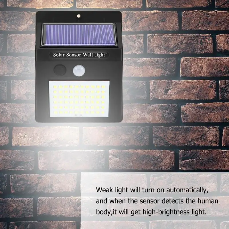 60/70LED Солнечный один/трёхсторонний датчик движения настенный светильник IP65