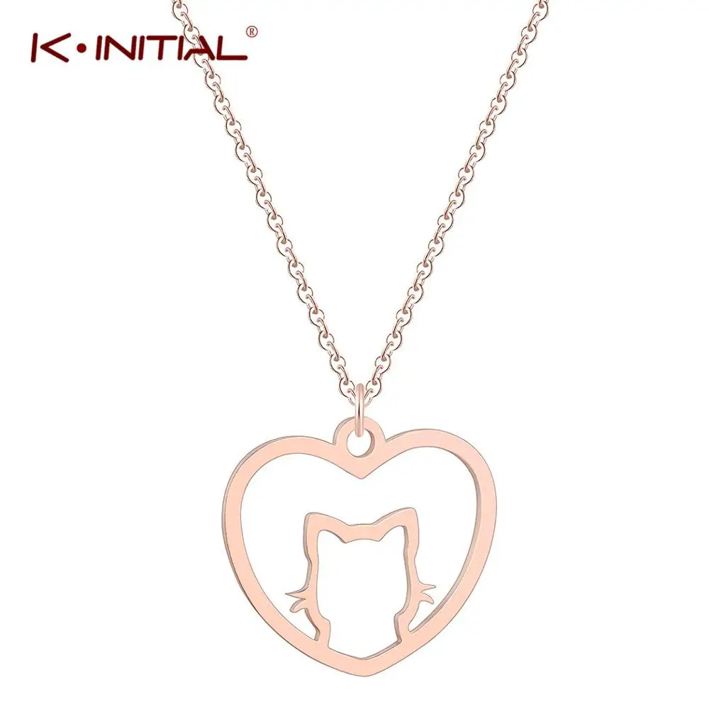 Kinitial милые кулоны и ожерелья в виде сердца с котом сердечками классическое