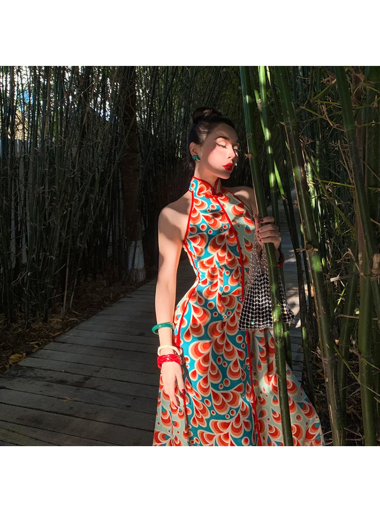 Женское винтажное платье-Ципао Le дворец оригинальное тонкое праздничное платье