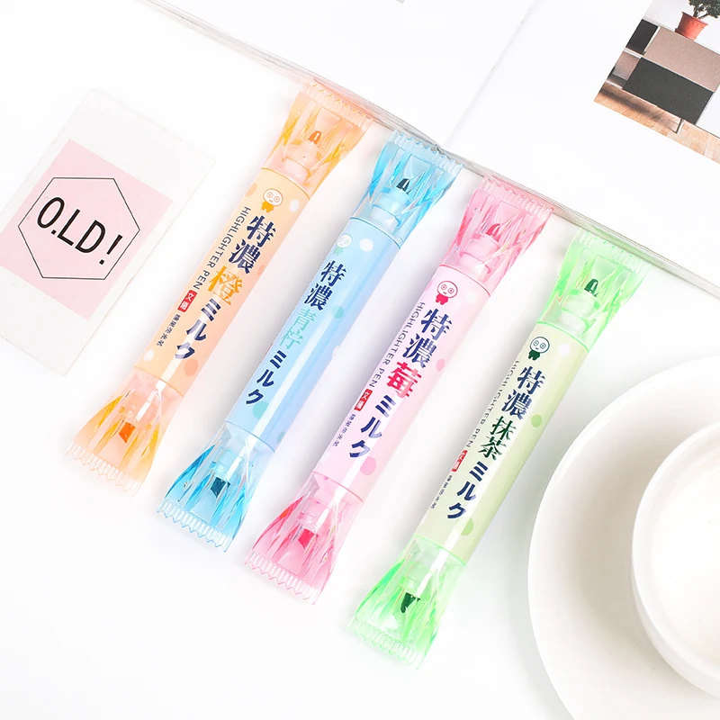 

6 colors/lot Korean creative candy color double head highlighter Student marker Pen Key tag Pocket stationery school supplies