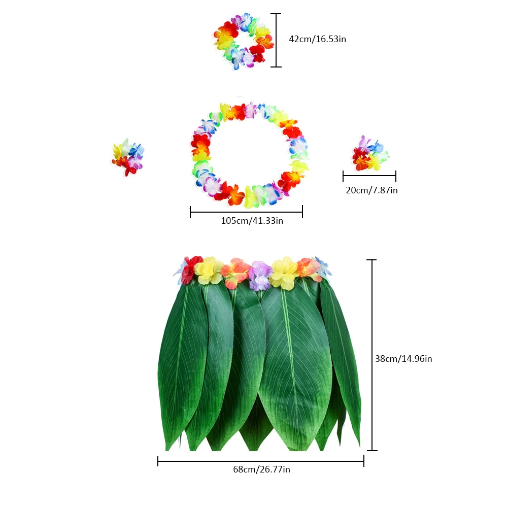 5 шт./компл. юбка Hula тропический стиль Гавайская Юбка с листьями цветочный венок