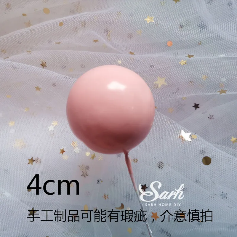 3pcs Pink ball 4cm Розовый желтый синий Радуга облако мяч торт Топпер Для детей день рождения украшения десерт торт Декор выпечки прекрасные подарки - Цвет: 3pcs Pink ball 4cm